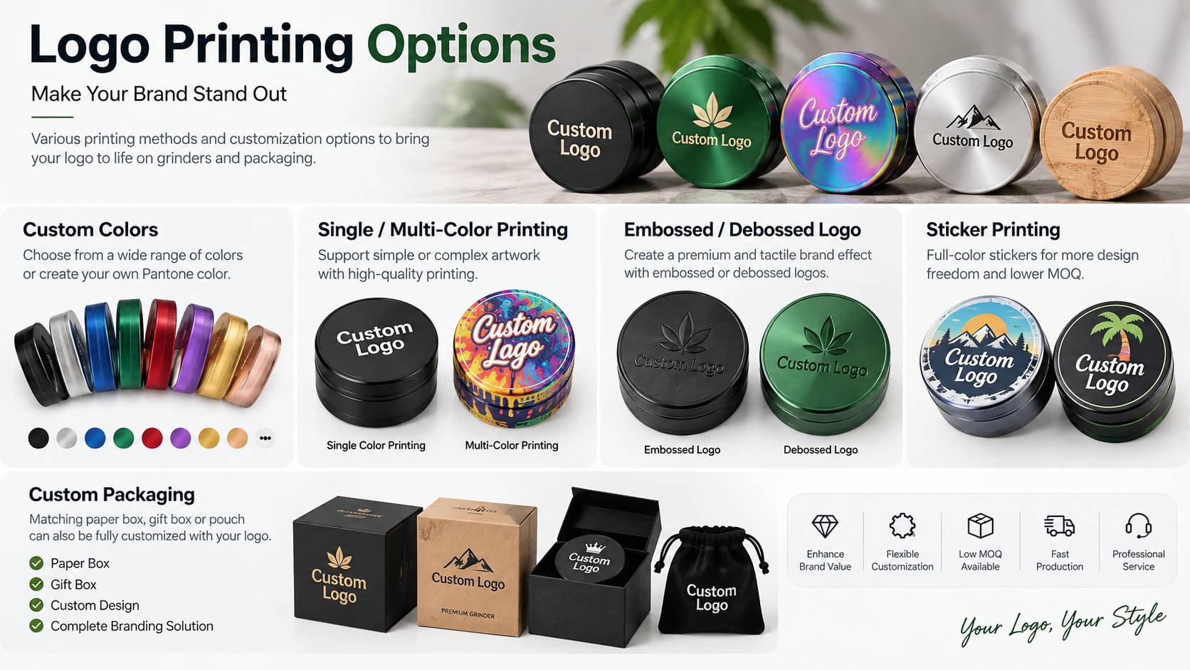 biodegradable herb grinder custom logo